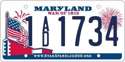 MD license plate 1AD1734
