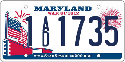 MD license plate 1AD1735