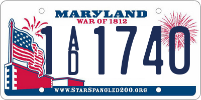 MD license plate 1AD1740