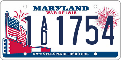MD license plate 1AD1754