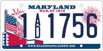 MD license plate 1AD1756