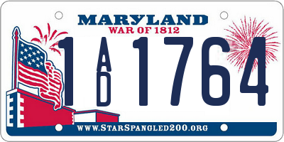 MD license plate 1AD1764