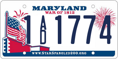 MD license plate 1AD1774