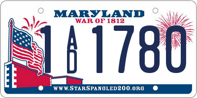 MD license plate 1AD1780