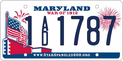 MD license plate 1AD1787