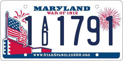 MD license plate 1AD1791