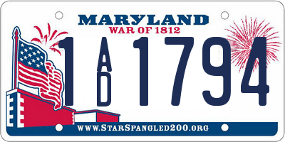 MD license plate 1AD1794