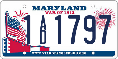 MD license plate 1AD1797