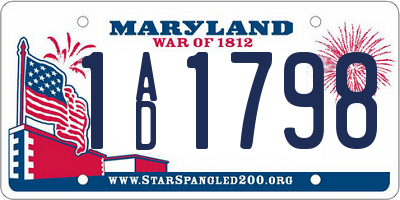 MD license plate 1AD1798