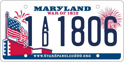 MD license plate 1AD1806
