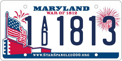 MD license plate 1AD1813