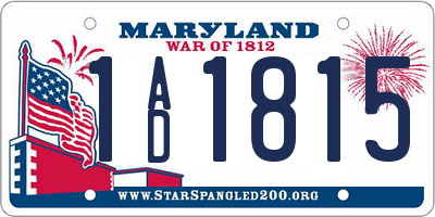 MD license plate 1AD1815