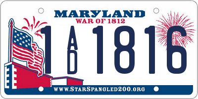 MD license plate 1AD1816