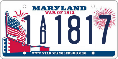 MD license plate 1AD1817