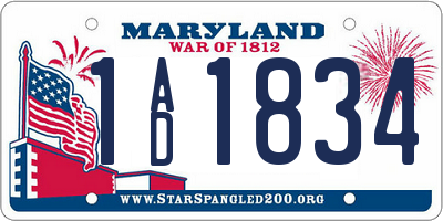 MD license plate 1AD1834