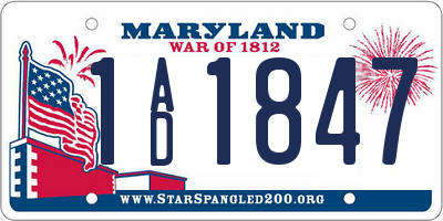 MD license plate 1AD1847