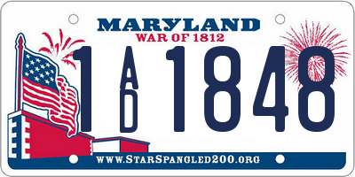 MD license plate 1AD1848