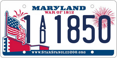 MD license plate 1AD1850