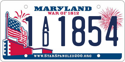 MD license plate 1AD1854
