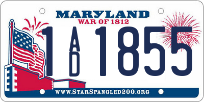 MD license plate 1AD1855