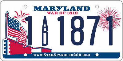 MD license plate 1AD1871
