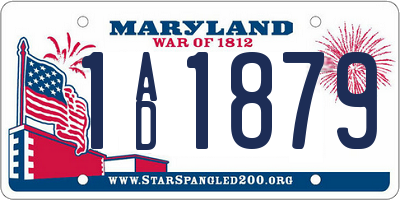 MD license plate 1AD1879