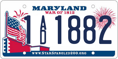 MD license plate 1AD1882