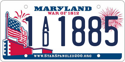 MD license plate 1AD1885