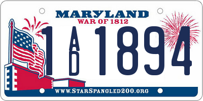 MD license plate 1AD1894