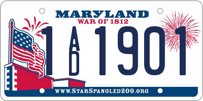 MD license plate 1AD1901