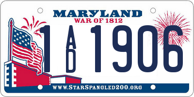 MD license plate 1AD1906