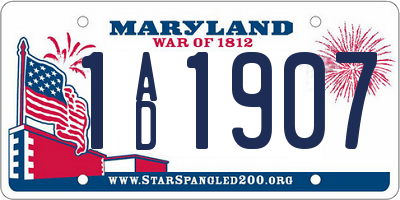 MD license plate 1AD1907