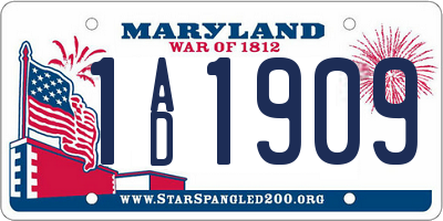 MD license plate 1AD1909