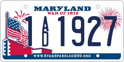 MD license plate 1AD1927