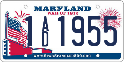 MD license plate 1AD1955