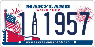 MD license plate 1AD1957