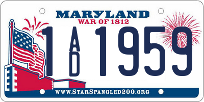 MD license plate 1AD1959