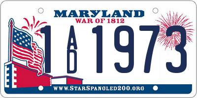MD license plate 1AD1973