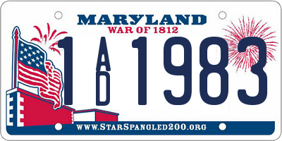 MD license plate 1AD1983