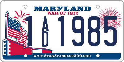 MD license plate 1AD1985