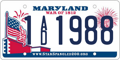 MD license plate 1AD1988