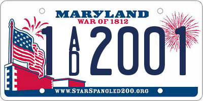 MD license plate 1AD2001