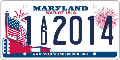 MD license plate 1AD2014