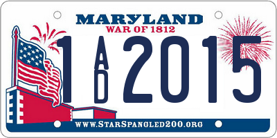 MD license plate 1AD2015