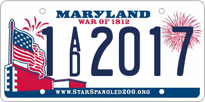 MD license plate 1AD2017