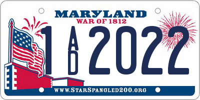 MD license plate 1AD2022