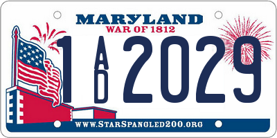MD license plate 1AD2029