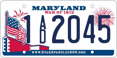 MD license plate 1AD2045
