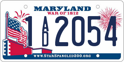 MD license plate 1AD2054