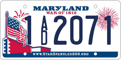 MD license plate 1AD2071